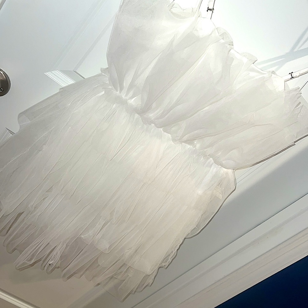 White Tulle Mini Dress - Picture 3 of 5